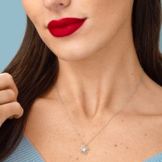 Wicked Glinda 1/5ctw Diamond Sterling Silver Starburst Pendant Necklace