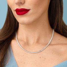 Wicked Glinda Created White Sapphire and Created Pink Sapphire Tennis Necklace