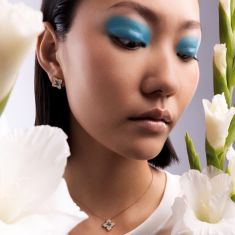 Roberto Coin Venetian Princess Carnival Blue Topaz and 3/8ctw Diamond 18k Yellow Gold Flower Stud Earrings