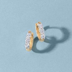 1ctw Lab Grown Diamond Yellow Gold Huggie Hoop Earrings