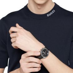 Gucci Interlocking Chronograph Black Dial Rubber Strap Watch 41mm - YA142320