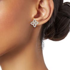 Roberto Coin Venetian Princess 1ctw Diamond Outline 18k White Gold Flower Medium Stud Earrings