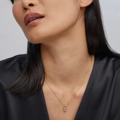 Kendra Scott Letter C Short Pendant Necklace in White Cubic Zirconia, Gold-Plated