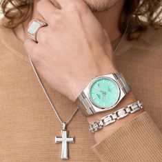 1ctw Lab Grown Diamond Sterling Silver Link Bracelet - Men