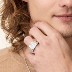 1ctw Lab Grown Diamond Sterling Silver Fashion Ring - Men