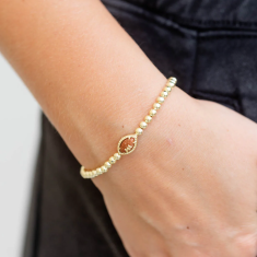 Kendra Scott Football Stretch Bracelet in Orange Goldstone, Gold-Plated