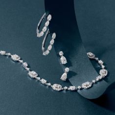 Downton Abbey 3 3/4ctw Emerald and Oval Lab Grown Diamond White Gold Bracelet - Lady Mary