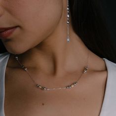 Metal Alchemist Two-Tone Round and Etched Bead Lasso Chain Necklace