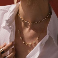 Metal Alchemist Two-Tone Round and Oval Bead Lasso Chain Necklace
