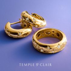 Temple St. Clair 18k Yellow Gold Diamond Cosmos Hoop Earrings