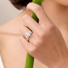 3/4ctw Kite Lab Grown Diamond 14k White Gold Open Wrap Wedding Band