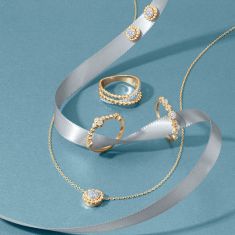 1/10ctw Diamond 10k Yellow Gold Beaded Circle Pendant Necklace - 80th Anniversary Bubble Collection