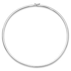 14k White Gold 4mm Domed Omega Necklace 1