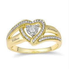 Personalized 1/6ctw Diamond Heart Halo Promise Ring Personalized 1/6ctw Diamond Heart Halo Promise Ring