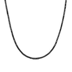 13ctw Treated Black Diamond and Black Sterling Silver Tennis Necklace | 3mm | 20 Inches | Men's