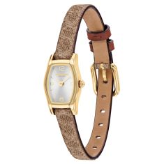 COACH Greta Silver Dial Signature Leather Strap Watch 15.3x 25.6mm - 14504720