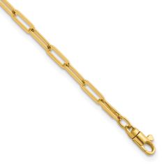 14k Yellow Gold 3.5mm Paperclip Link Chain Bracelet