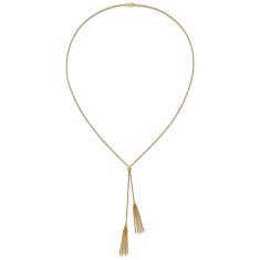 14k Yellow Gold Tassel Lariat Bolo Necklace
