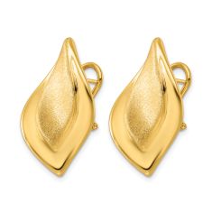 14k Yellow Gold Waved Leaf Omega Back Earrings