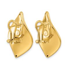 14k Yellow Gold Waved Leaf Omega Back Earrings