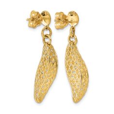 14k Yellow Gold Popcorn Wave Drop Earrings