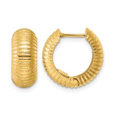14k Yellow Gold Ribbed Hinged Huggie Hoop Earrings 14k Yellow Gold Ribbed Hinged Huggie Hoop Earrings