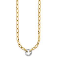 3/8ctw Diamond Circle 14k Two-Tone Gold 6mm Paperclip Chain Necklace 3/8ctw Diamond Circle 14k Two-Tone Gold 6mm Paperclip Chain Necklace