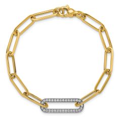 1/3ctw Diamond 14k Two-Tone Paperclip Link Chain Bracelet