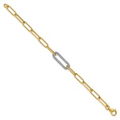 1/3ctw Diamond 14k Two-Tone Paperclip Link Chain Bracelet