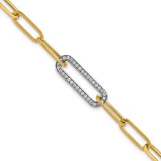 1/3ctw Diamond 14k Two-Tone Paperclip Link Chain Bracelet