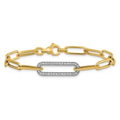 1/3ctw Diamond 14k Two-Tone Paperclip Link Chain Bracelet 1/3ctw Diamond 14k Two-Tone Paperclip Link Chain Bracelet