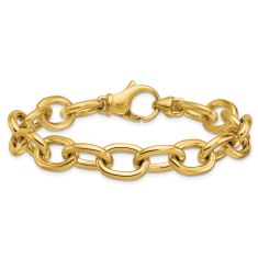 14k Yellow Gold 11.4mm Oval Link Chain Bracelet 1