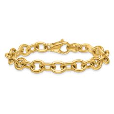 14k Yellow Gold 9mm Oval Link Chain Bracelet 1