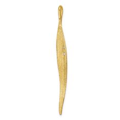 Diamond Accent 14k Yellow Gold Textured Long Leaf Pendant
