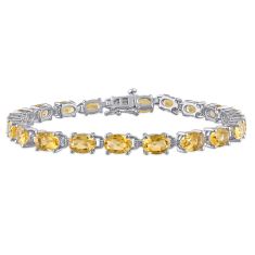 Oval Citrine Sterling Silver Tennis Bracelet - 7.5 Inches