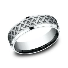 14k White Gold 7mm Celtic Knot Lightweight Comfort Fit Wedding Band