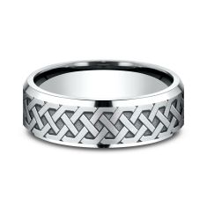 14k White Gold 7mm Celtic Knot Lightweight Comfort Fit Wedding Band