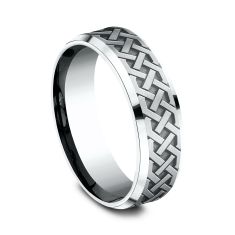 14k White Gold 7mm Celtic Knot Lightweight Comfort Fit Wedding Band