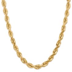14k Yellow Gold 10mm Diamond-Cut Rope Chain Necklace