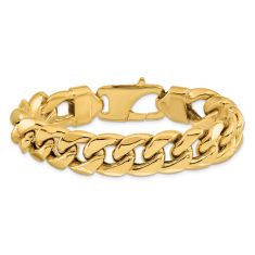 14k Yellow Gold 15mm Miami Cuban Chain Bracelet