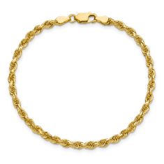 14k Yellow Gold 3.25mm Diamond-Cut Rope Chain Bracelet
