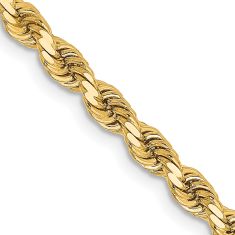 14k Yellow Gold 3.25mm Diamond-Cut Rope Chain Bracelet
