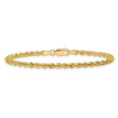14k Yellow Gold 3mm Diamond-Cut Rope Chain Anklet - 9 Inches