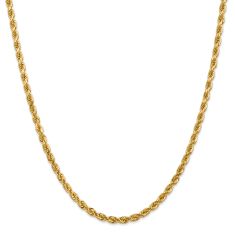 14k Yellow Gold 4mm Diamond-Cut Rope Chain Necklace