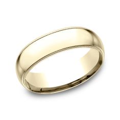 14k Yellow Gold 7mm Milgrain Low Dome Comfort Fit Wedding Band
