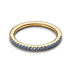 Pandora Sparkling Blue Half-Eternity Band Gold-Plated Ring