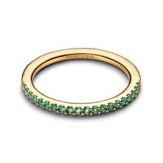 Pandora Sparkling Green Half-Eternity Band Gold-Plated Ring
