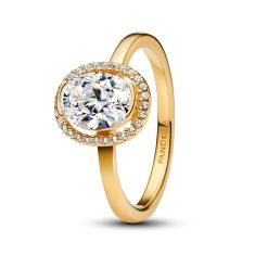 Pandora Oval Sparkling Halo Gold-Plated Ring