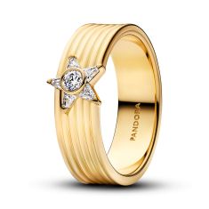 Pandora Sparkling Shooting Star Gold-Plated Wide Band Ring 1