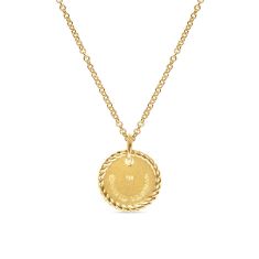 David Yurman S Initial Charm Necklace in 18K Yellow Gold with Diamonds